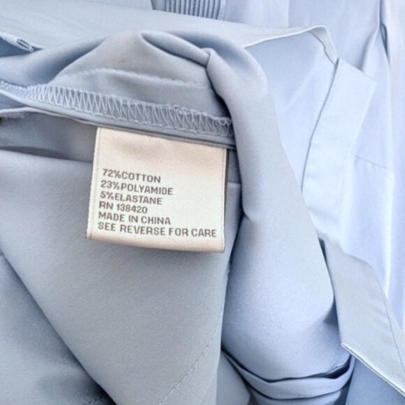 Carlisle Pintuck Detail Button Front Stretch Comfort Blouse Blue Size 4 - Picture 8 of 8
